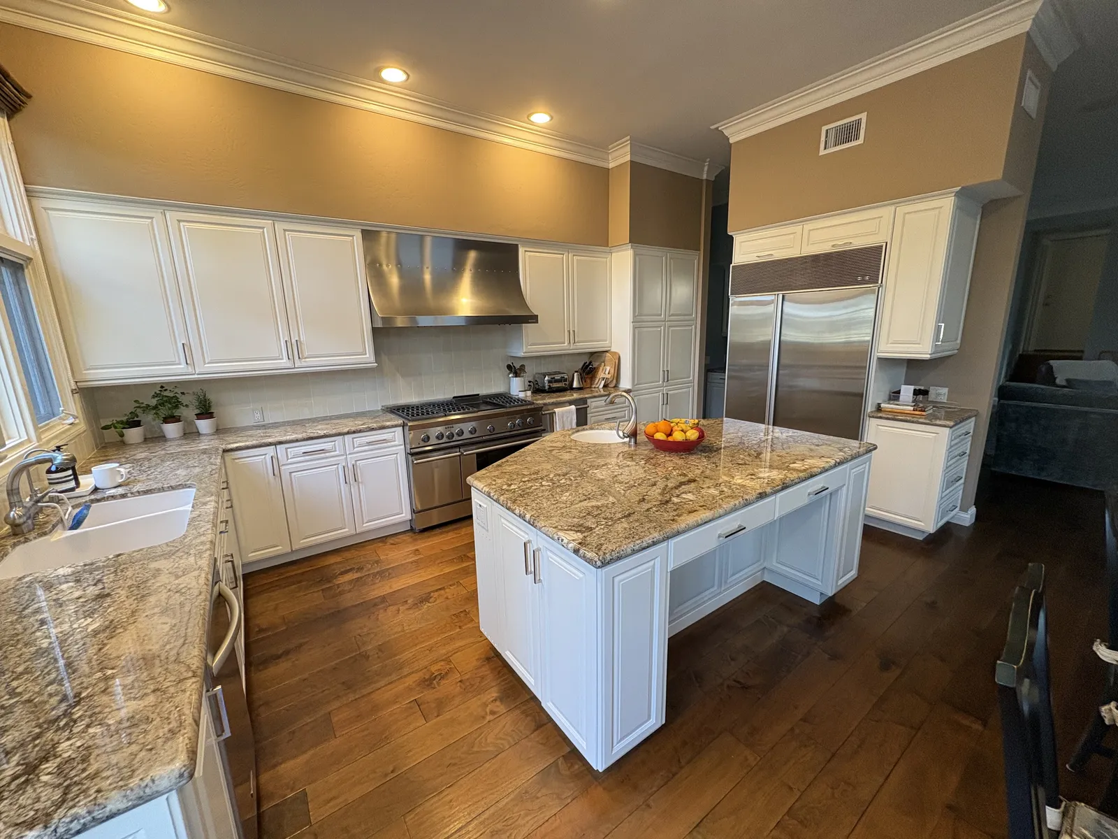 HEPA-filtered containment setup for cabinet refinishing